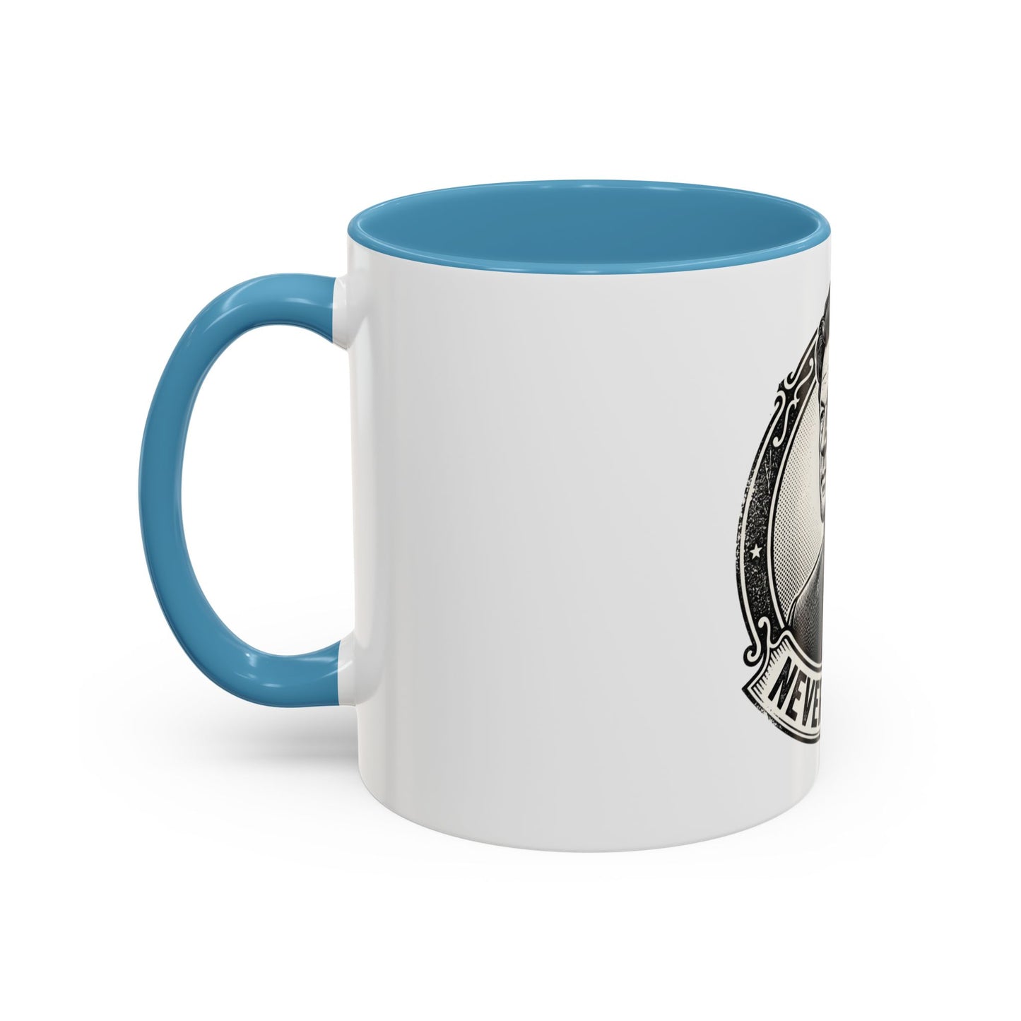 Never Give Up Accent Coffee Mug – Inspirational Portrait Ceramic Mug