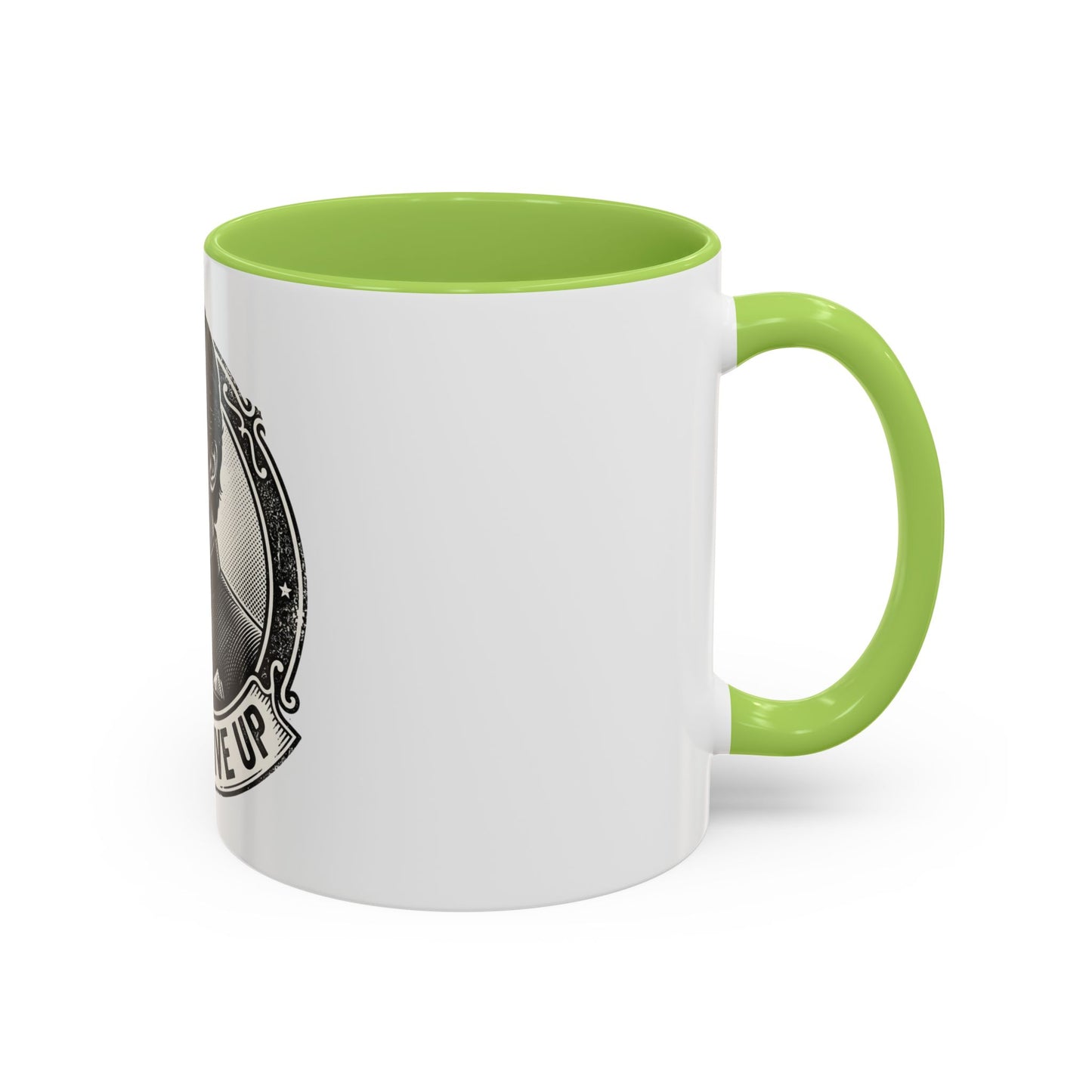 Never Give Up Accent Coffee Mug – Inspirational Portrait Ceramic Mug
