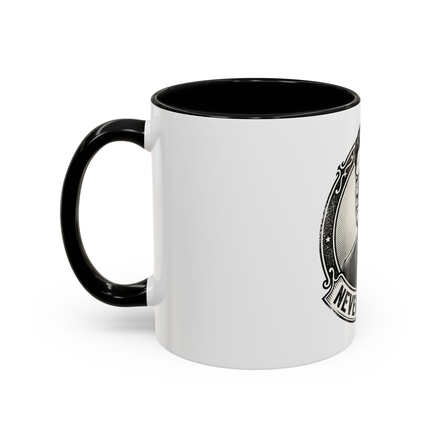 Never Give Up Accent Coffee Mug – Inspirational Portrait Ceramic Mug