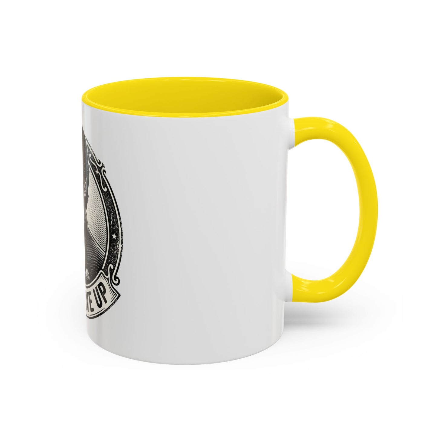 Never Give Up Accent Coffee Mug – Inspirational Portrait Ceramic Mug
