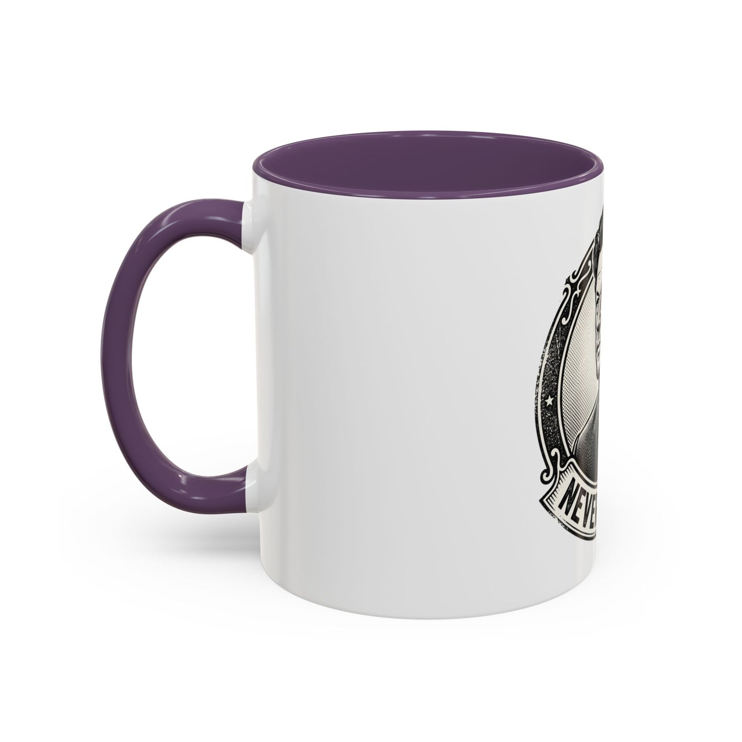 Never Give Up Accent Coffee Mug – Inspirational Portrait Ceramic Mug
