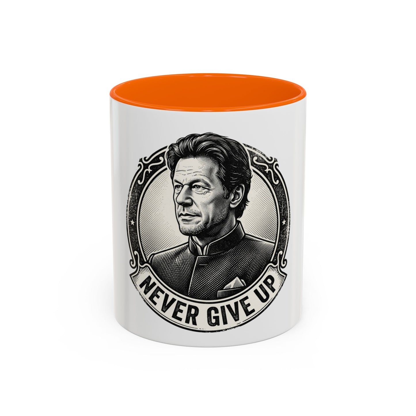 Never Give Up Accent Coffee Mug – Inspirational Portrait Ceramic Mug