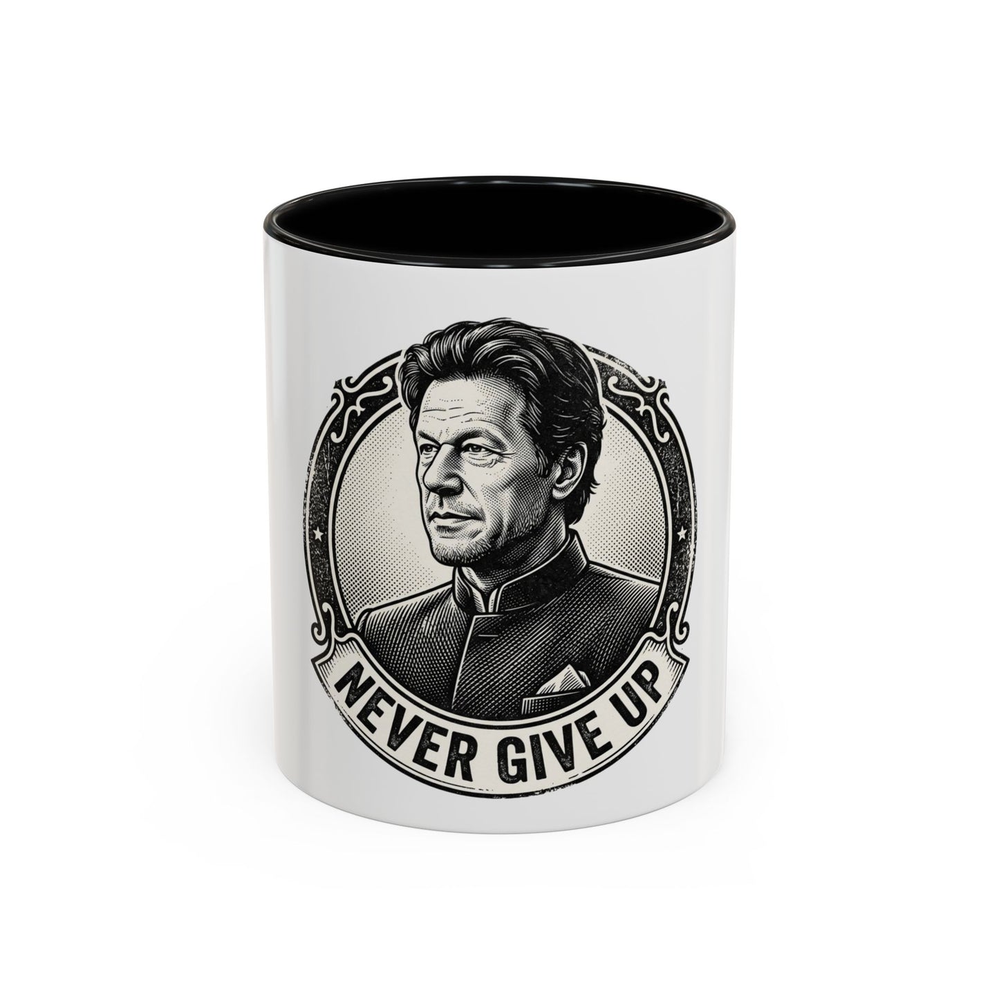 Never Give Up Accent Coffee Mug – Inspirational Portrait Ceramic Mug