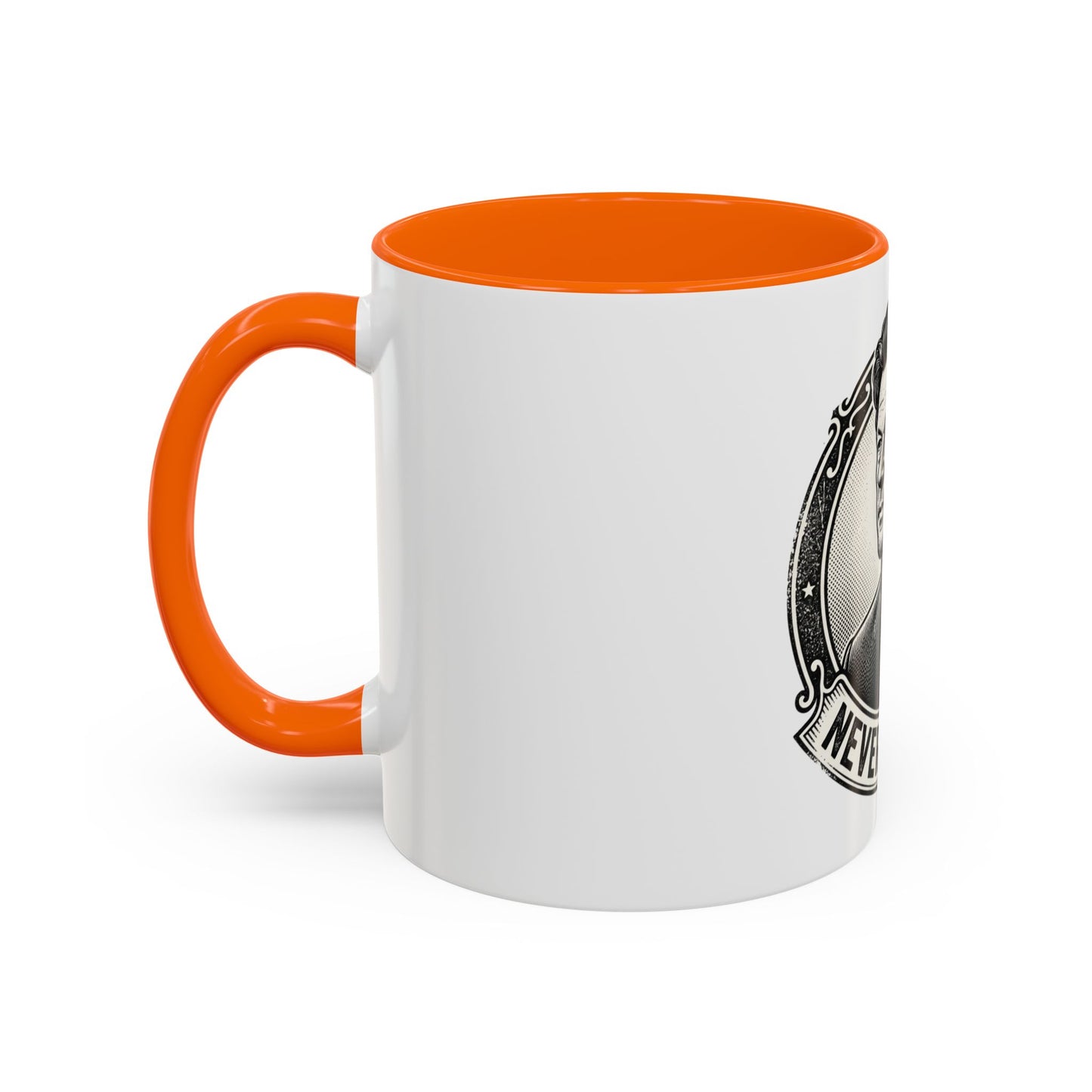 Never Give Up Accent Coffee Mug – Inspirational Portrait Ceramic Mug