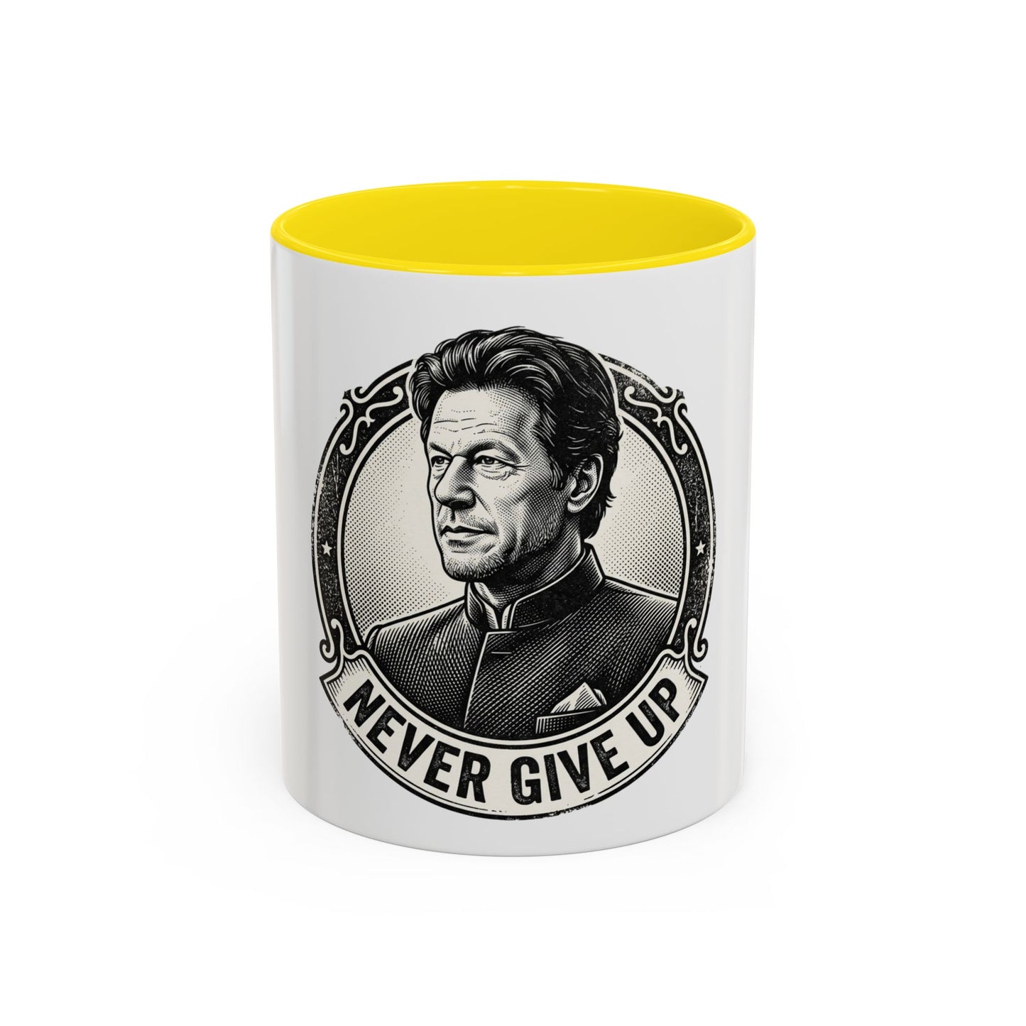 Never Give Up Accent Coffee Mug – Inspirational Portrait Ceramic Mug
