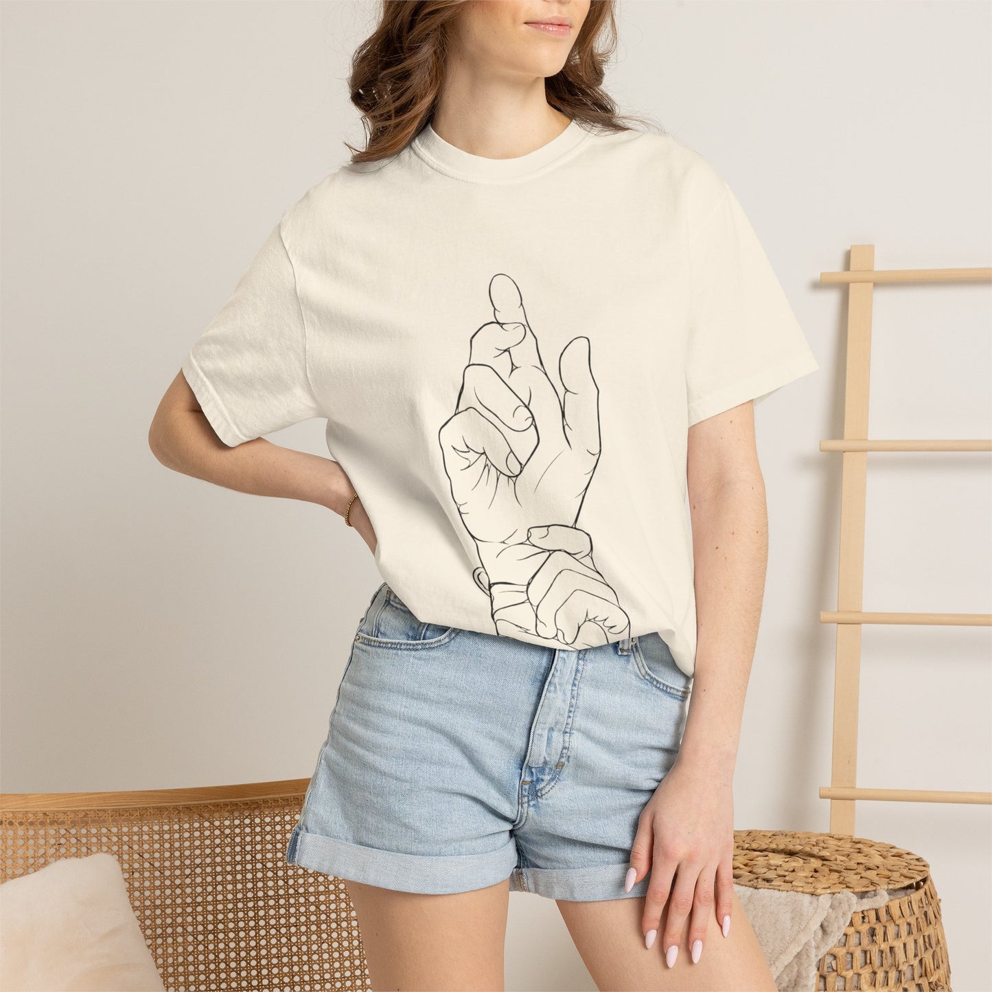 Ghadeer T-Shirt — Minimal Line Art Wrist & Hand Tee