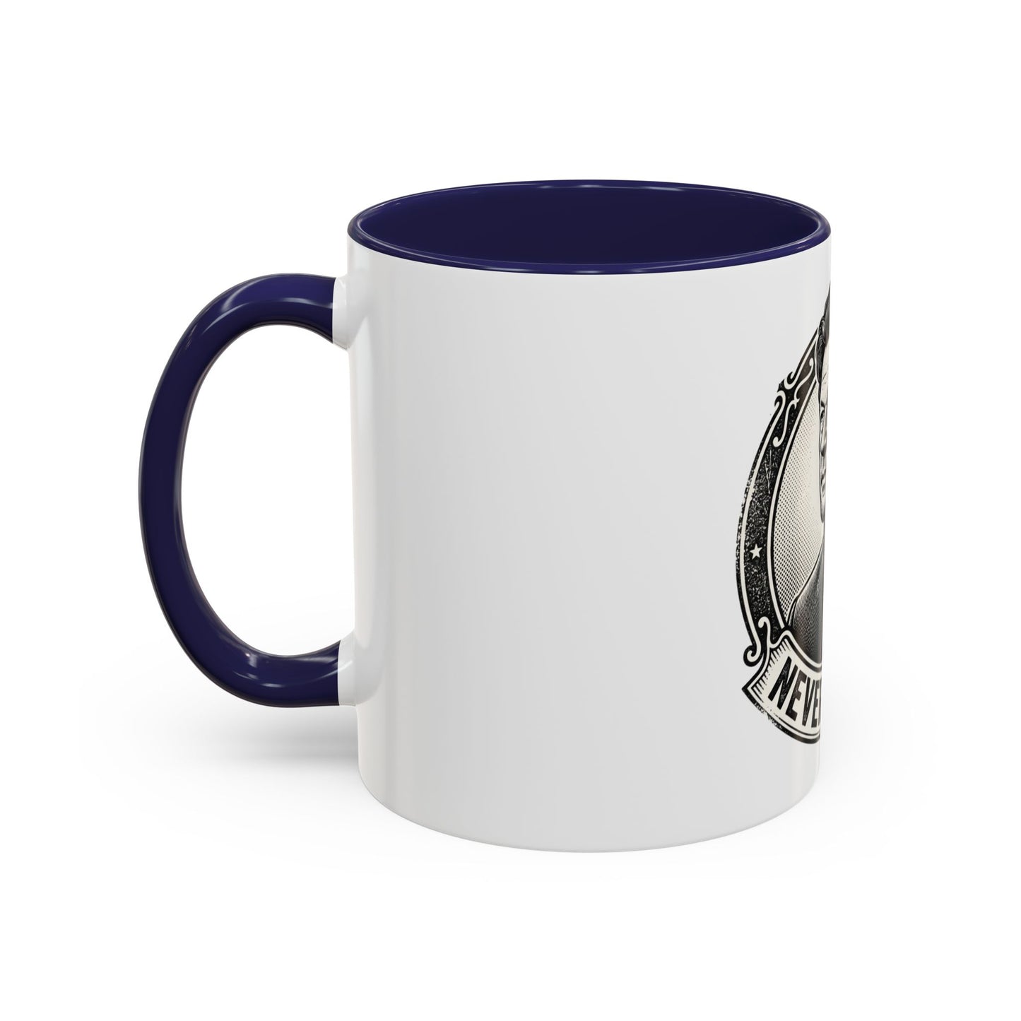 Never Give Up Accent Coffee Mug – Inspirational Portrait Ceramic Mug