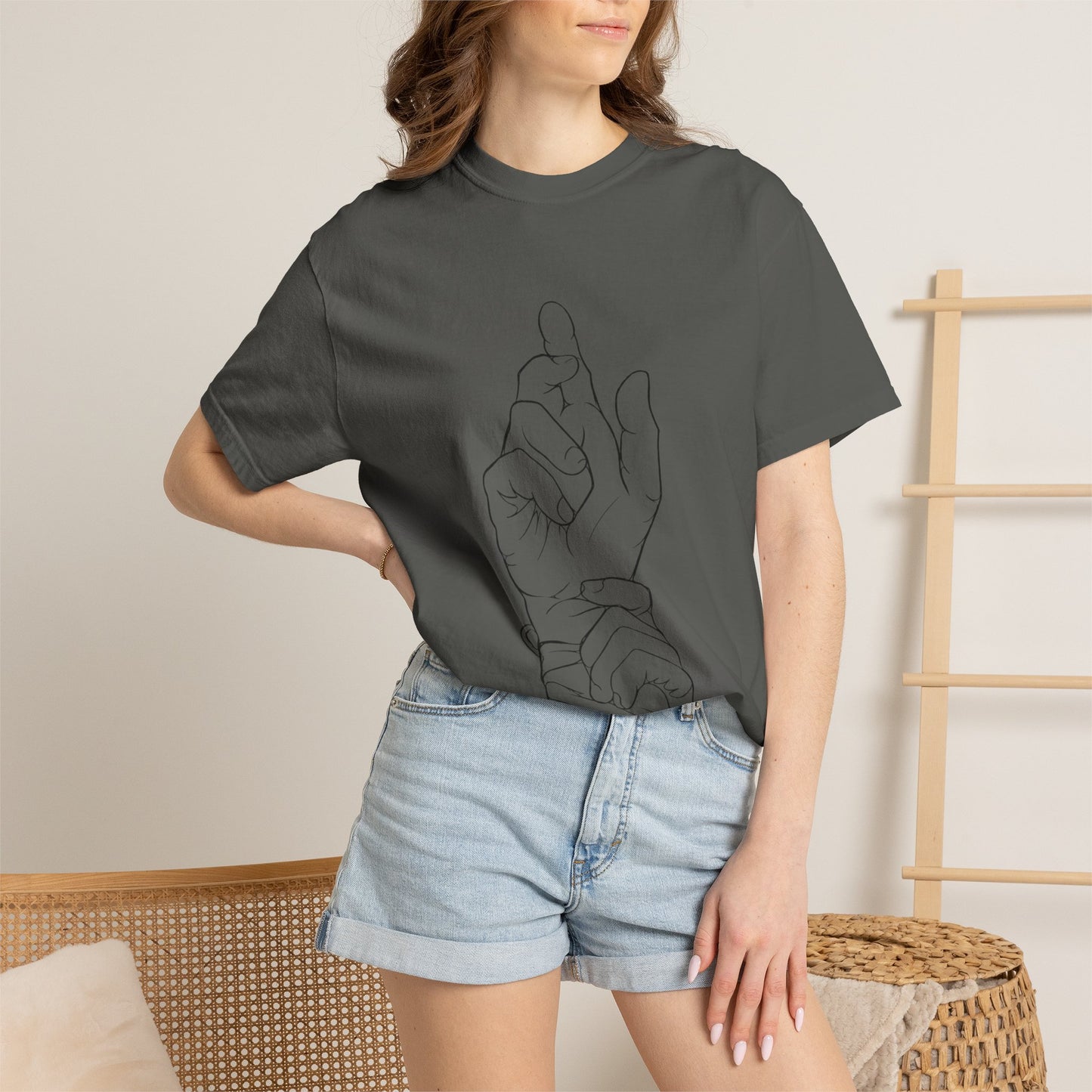 Ghadeer T-Shirt — Minimal Line Art Wrist & Hand Tee