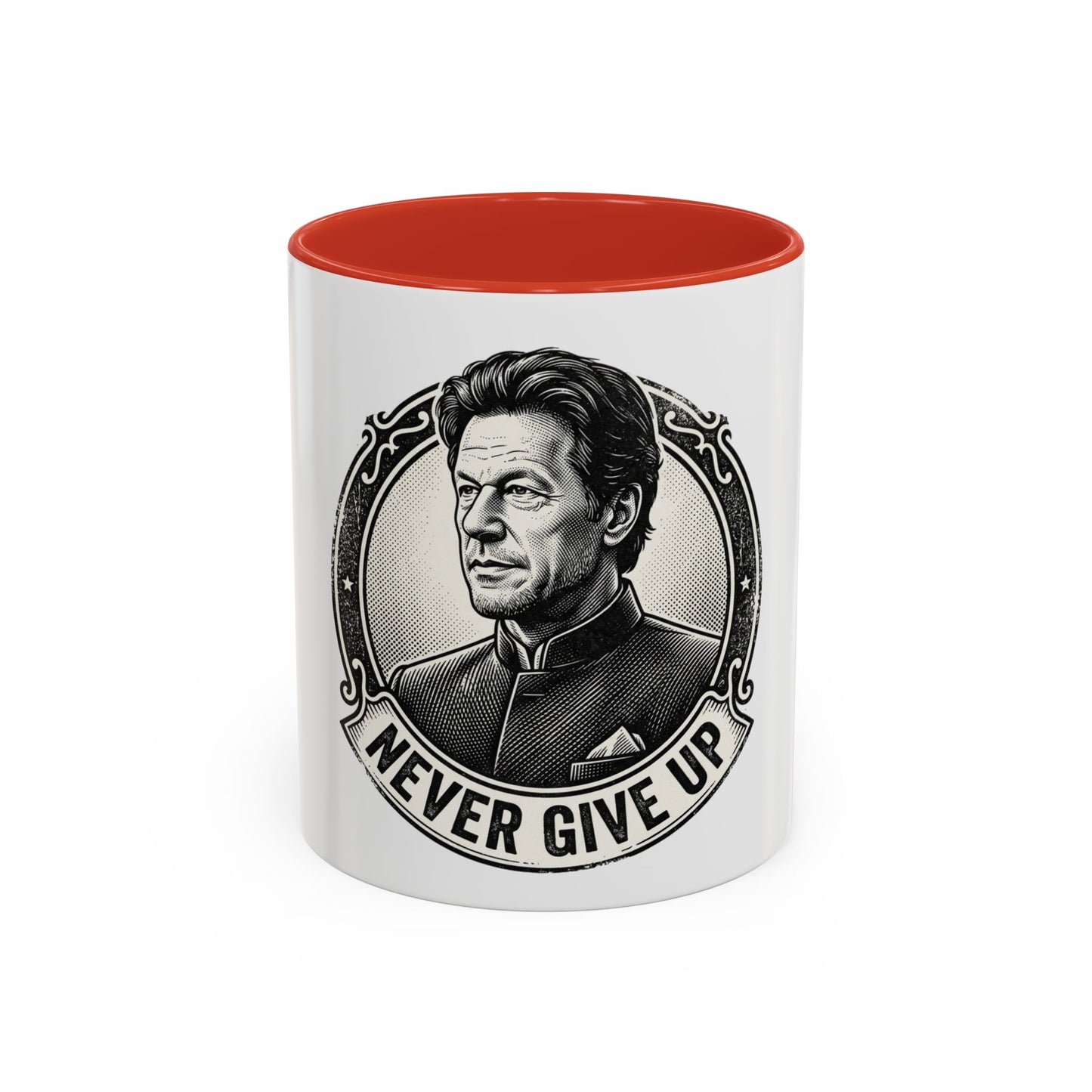 Never Give Up Accent Coffee Mug – Inspirational Portrait Ceramic Mug