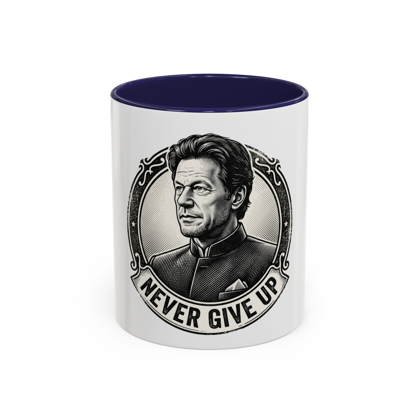 Never Give Up Accent Coffee Mug – Inspirational Portrait Ceramic Mug