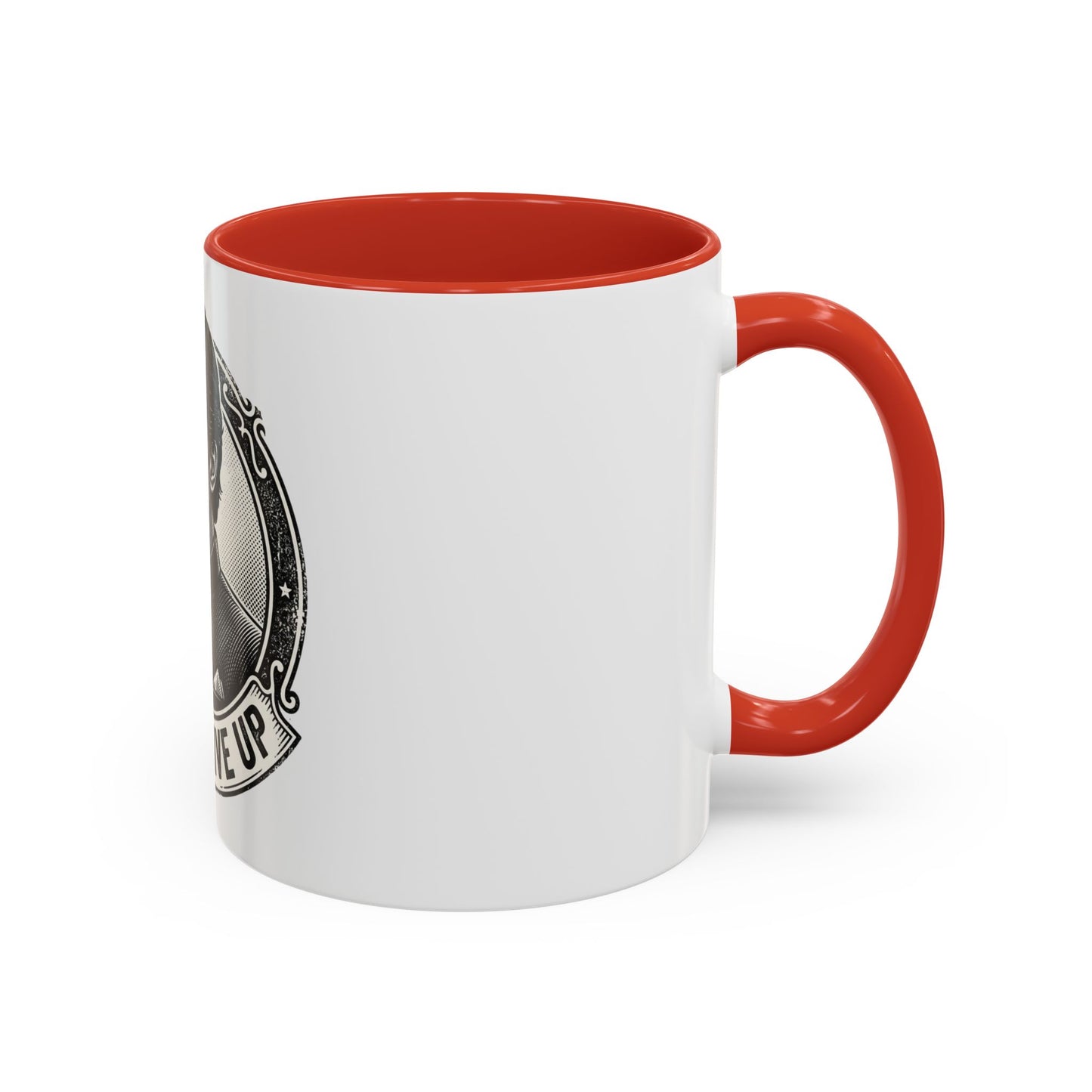 Never Give Up Accent Coffee Mug – Inspirational Portrait Ceramic Mug