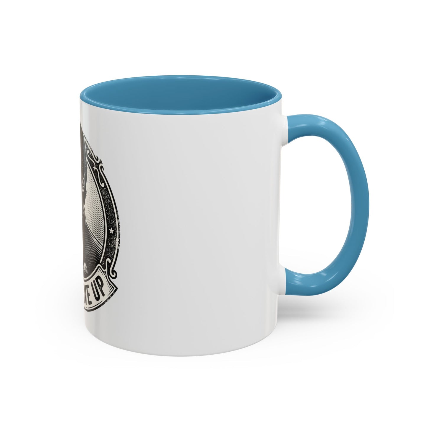 Never Give Up Accent Coffee Mug – Inspirational Portrait Ceramic Mug