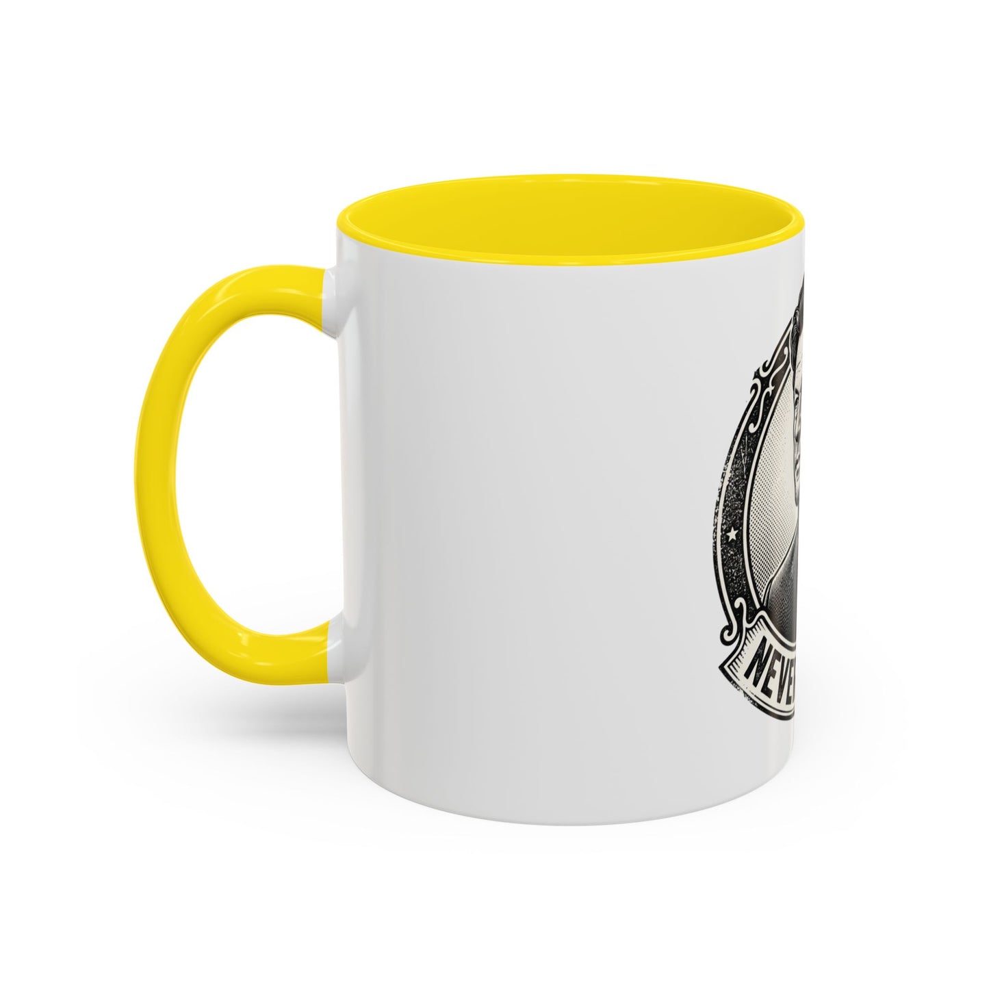 Never Give Up Accent Coffee Mug – Inspirational Portrait Ceramic Mug