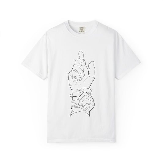 Ghadeer T-Shirt — Minimal Line Art Wrist & Hand Tee
