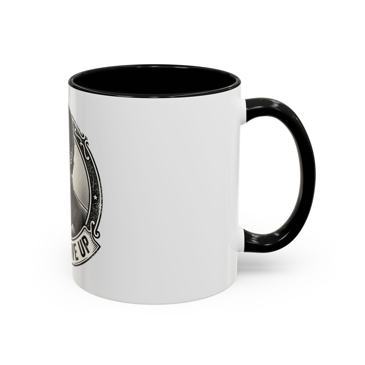 Never Give Up Accent Coffee Mug – Inspirational Portrait Ceramic Mug
