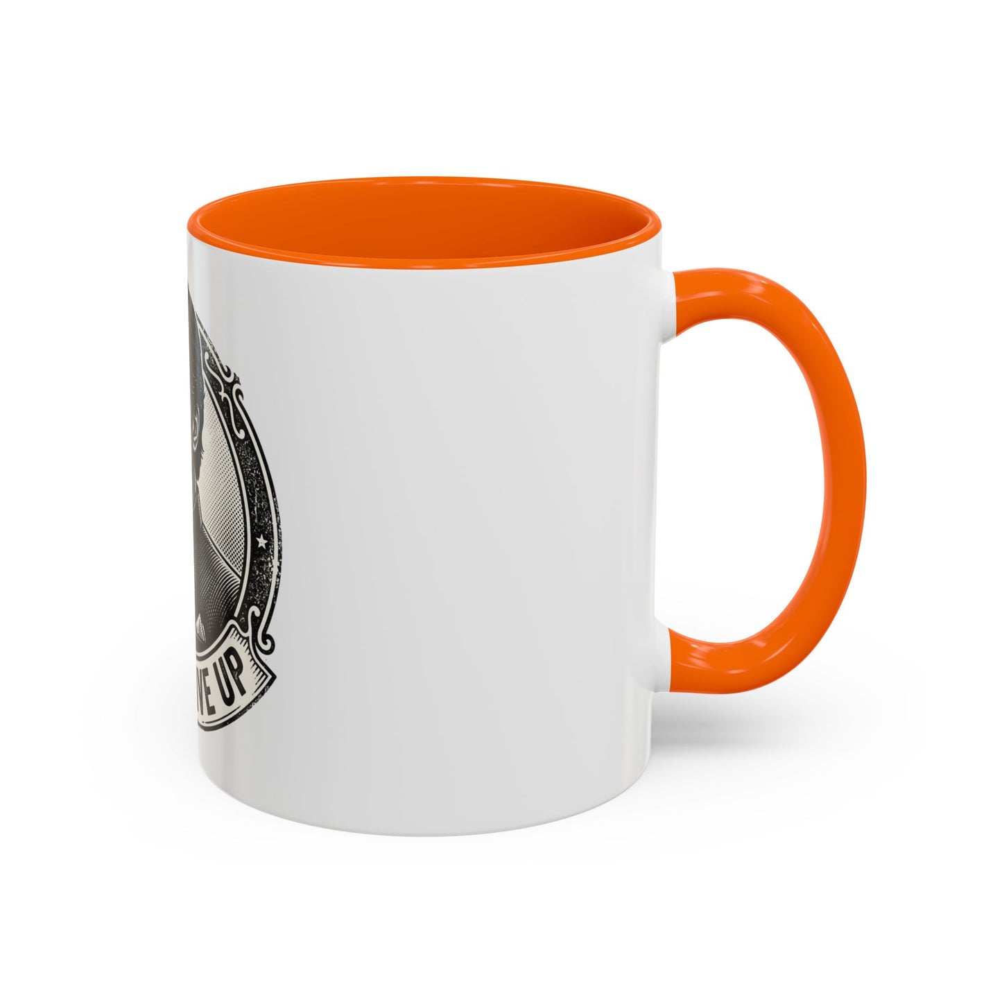 Never Give Up Accent Coffee Mug – Inspirational Portrait Ceramic Mug