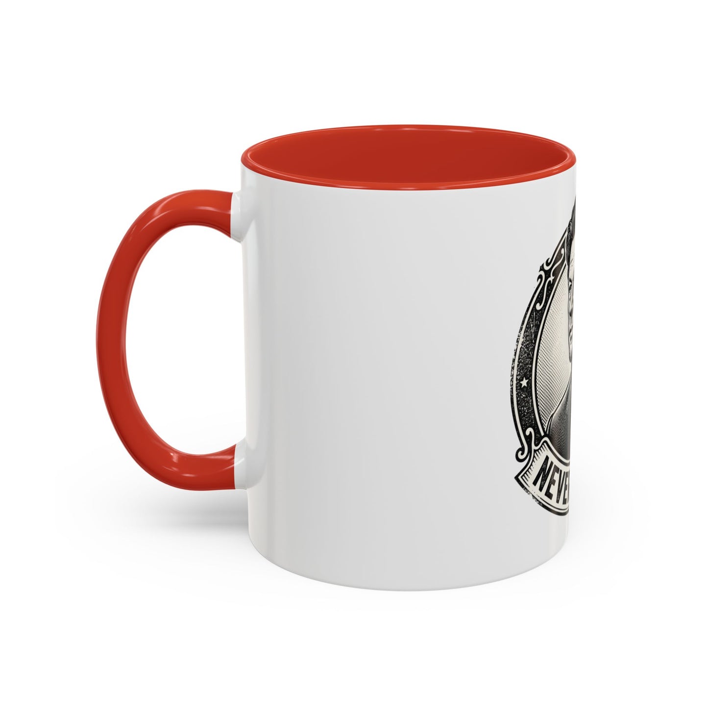 Never Give Up Accent Coffee Mug – Inspirational Portrait Ceramic Mug