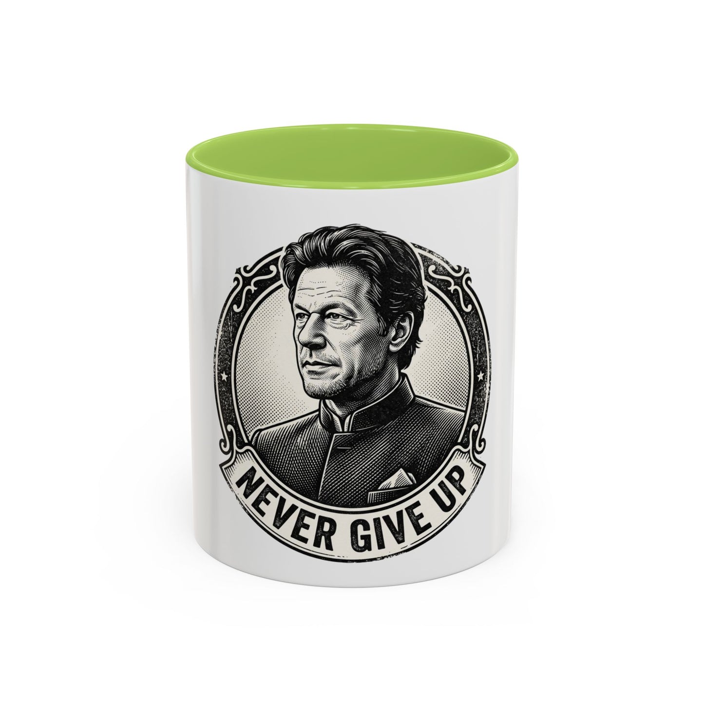 Never Give Up Accent Coffee Mug – Inspirational Portrait Ceramic Mug