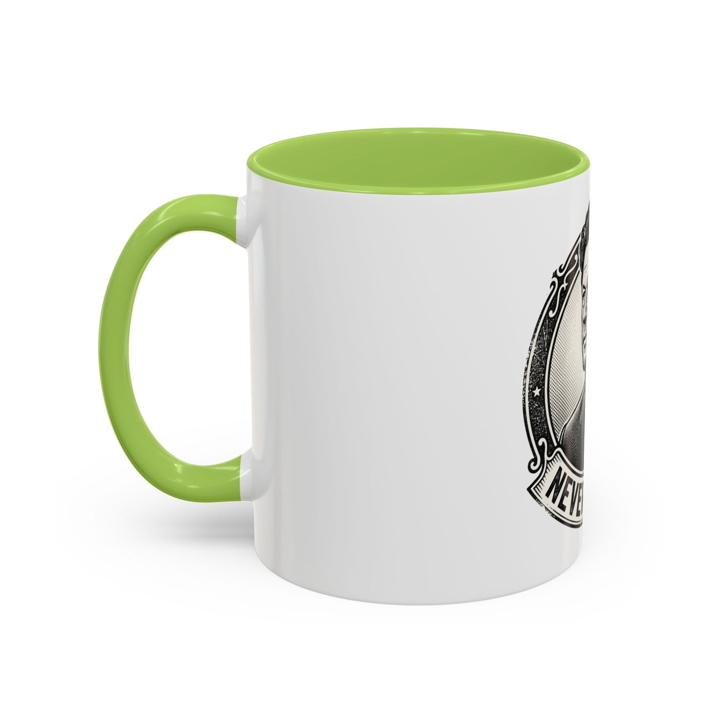 Never Give Up Accent Coffee Mug – Inspirational Portrait Ceramic Mug